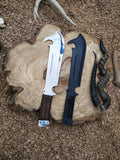 Handcrafted Hunting Knife with High-Quality Steel Blade, Black & Brown Leather-Wrapped Handle