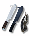 Handcrafted Hunting Knife with High-Quality Steel Blade, Black & Brown Leather-Wrapped Handle