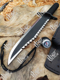 Rambo First Blood Part II Survival Bowie Knife 15'' With Sheath, Hunting Knife.